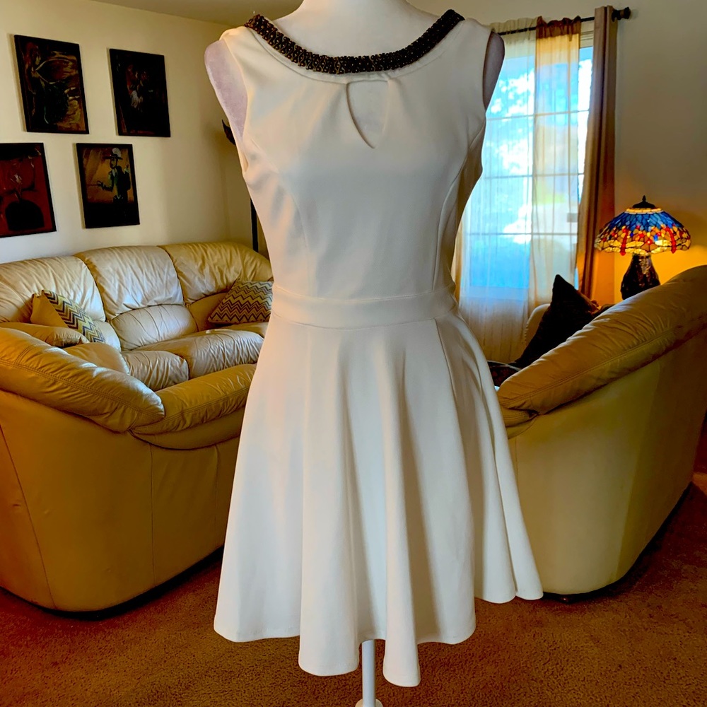 XOXO Beaded top white gorgeous dress with low back